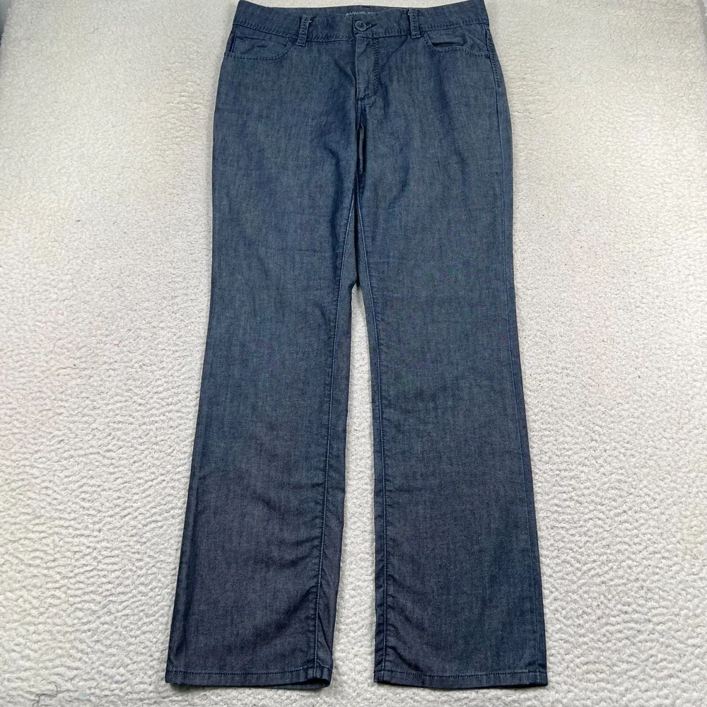 Banana Republic Jeans Women 12 Bootcut Mid Rise Chambray Preppy‎ Office Blue